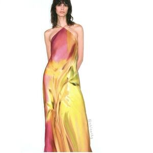 Zara floral halter maxi dress